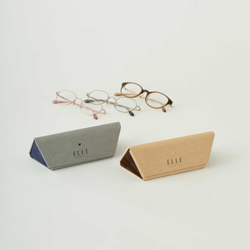 ELLE 折りたたみメガネケース ベージュ グレー 展開